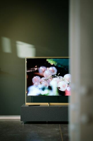 Bright television with rich colours on stand.